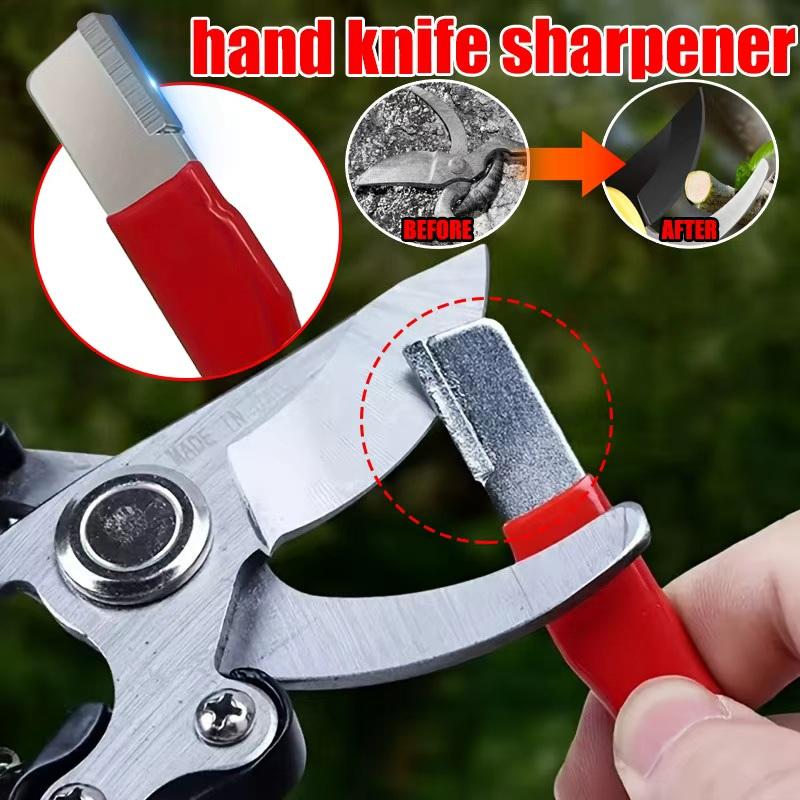 Mini Metal Portable Knife & Shear Sharpener with Lid - Tungsten Steel Diamond Ceramic for Kitchen & Garden All Blades