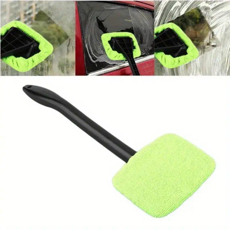 1pc Window Wiper Cleaning Brush Microfiber Wiper Windshield Demister Cleaning Tool Wiper Cleaner Wipe Tool Long Handle Cleaning Cloth  Accessories