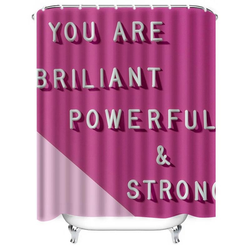 You Are Brilliant, Powerful & Strong Inspirational Waterproof Shower Curtain for Bathroom Decor, High-Quality Material