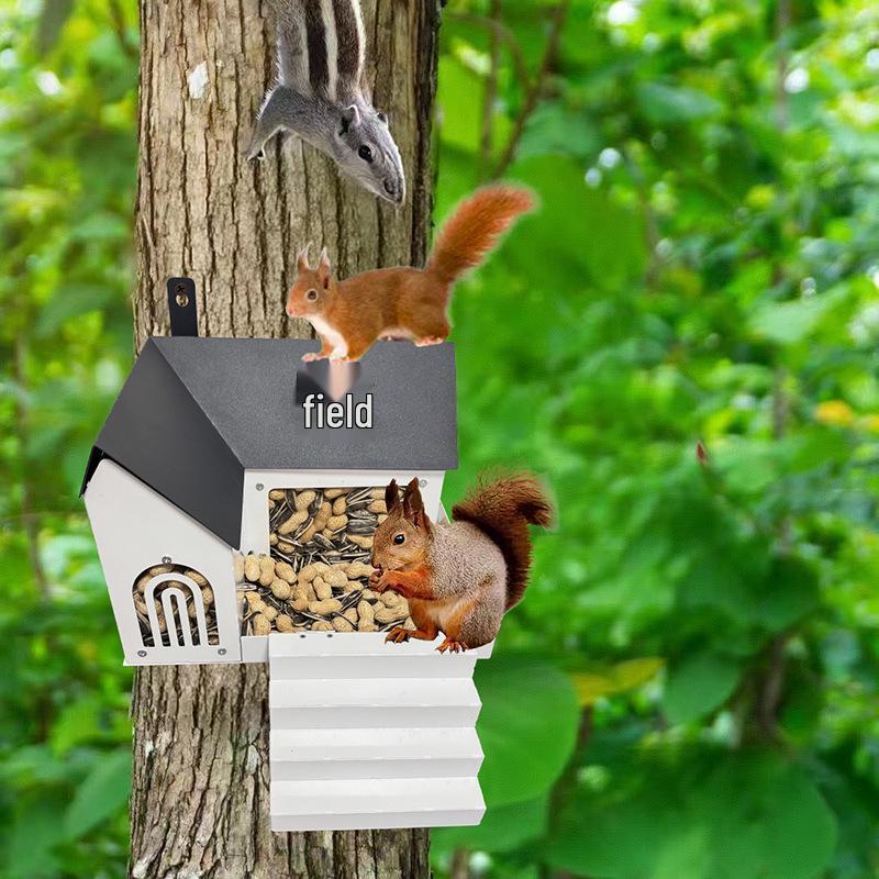 Outdoor Garden Squirrel Feeder: Metal Craft for Courtyard Landscaping