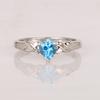 925 Silver Swiss Blue Topaz Heart Ring Gold Plated Diamond Accent Blue Gemstone Women Jewelry Size 5.5