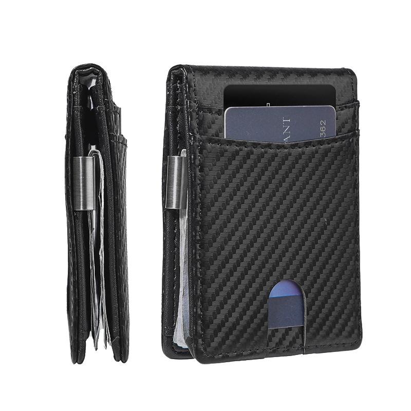 Minimalist RFID Anti-Theft Carbon Fiber Card Holder and Money Clip Wallet