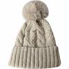 Fleece Lined Knit Hat, Warm Winter Hat for Women, Soft Thick Cap One Size Beige