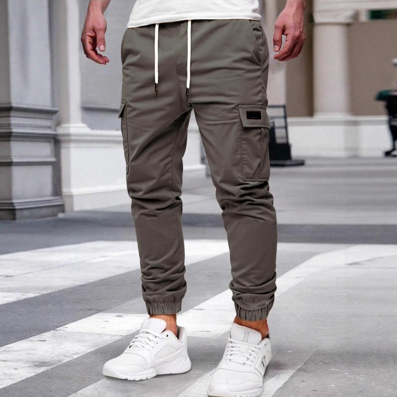 Herren einfarbige Carhartt Latzhose Kordelzug elastische Leggings Freizeithose Fitnesshose