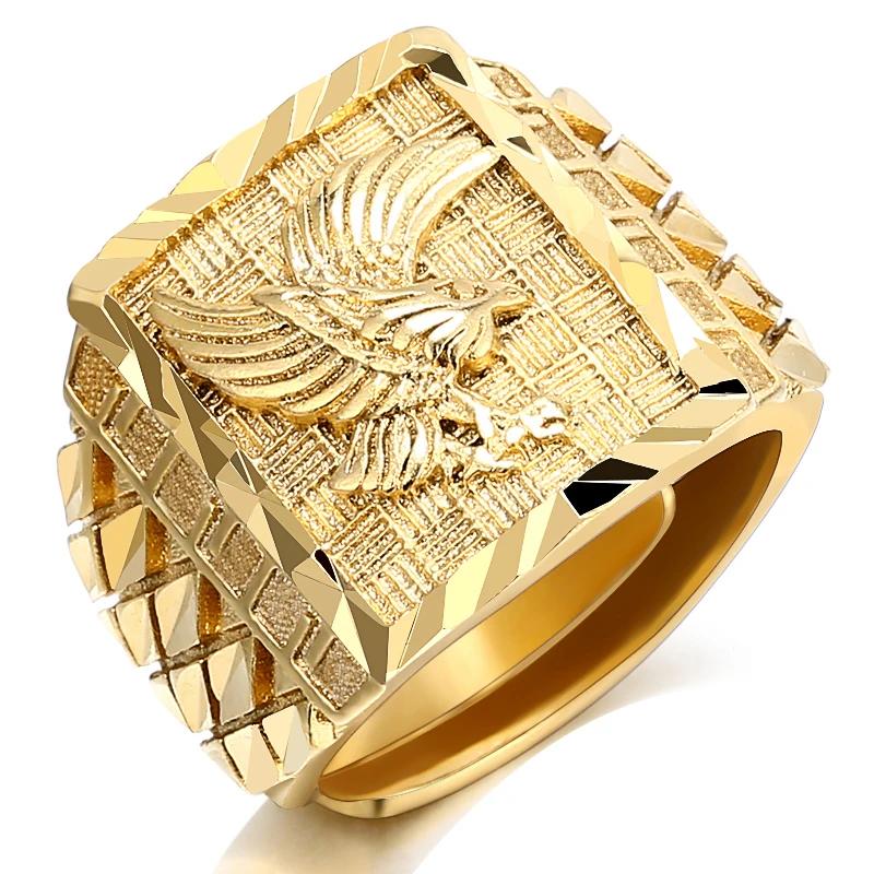 New Hot Sale Fashion Retro Ethnic Style Square Black Mirror Domineering Men's Ring Whole Sale Rings