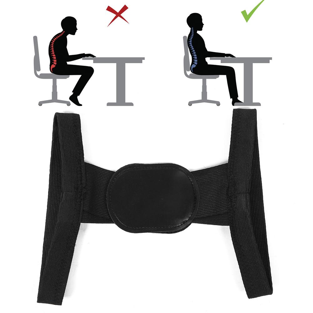 Adult Unisex Posture Corrector Brace Back Spine Support Hunchback Correction BeltBlack S