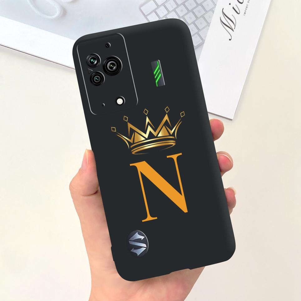 

Чохол для телефону Black Shark 5 5Pro З літерним прізвиськом М який на дотик Задня кришка Чорний силіконовий Бампер Оболонка Xiaomi Blackshark 5 Pro Black Shark 5 Pro