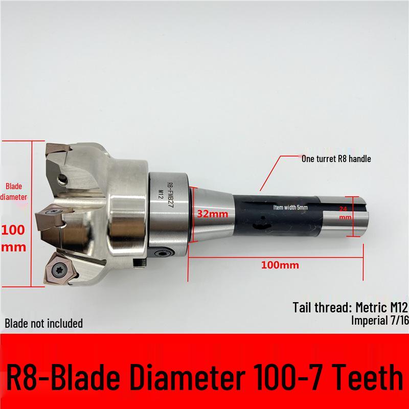 MFWN90 High-Speed Hexagonal Heavy Cutting Milling Cutter with Double-Sided Insert, Morse Taper 4 Turret R8