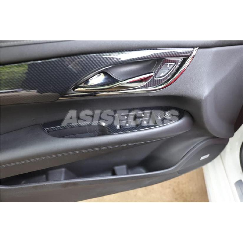 Carbon Fiber Look Interior Car Door Armrest Window Lift Switch Button Panel Trim Cover for Cadillac ATS 2013-2019 ABS Plastic Window Lift Panel Trim