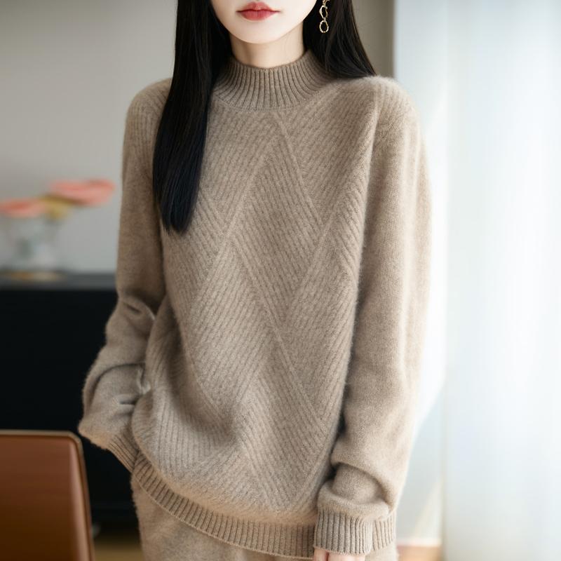 Damen Pullover 100% Wolle MODERN NEW SAGA Rollkragen Strickpullover Dicke Winterpullover Damen Strickoberteile