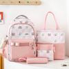 Schoolbag Junior High School School Bag Girls Plaid Elementary School Girls Grade 3 to 6 High School Large Capacity Waterproof Shoulder Set
