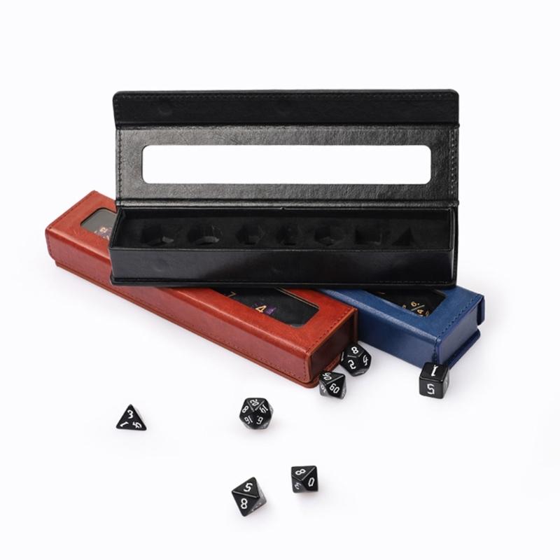 Rechteckige Würfelaufbewahrungsbox mit Deckel PU-Leder Würfelaufbewahrungskoffer Behälter Rollenspielwürfel Organizer Langlebig