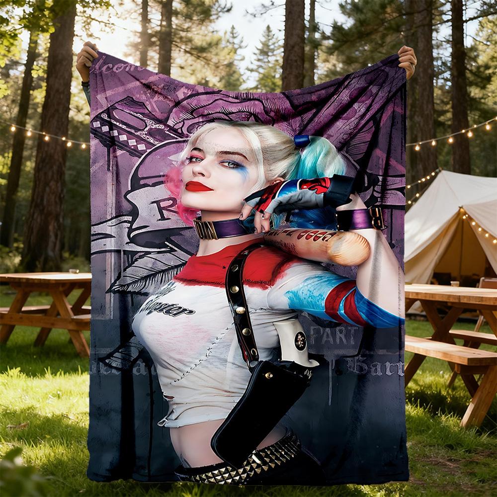 1pc Harley Quinn All-Season Comfort, Outdoor Flannel Blanket - Soft, Warm & Cozy for Naps, Camping & Travel 092
