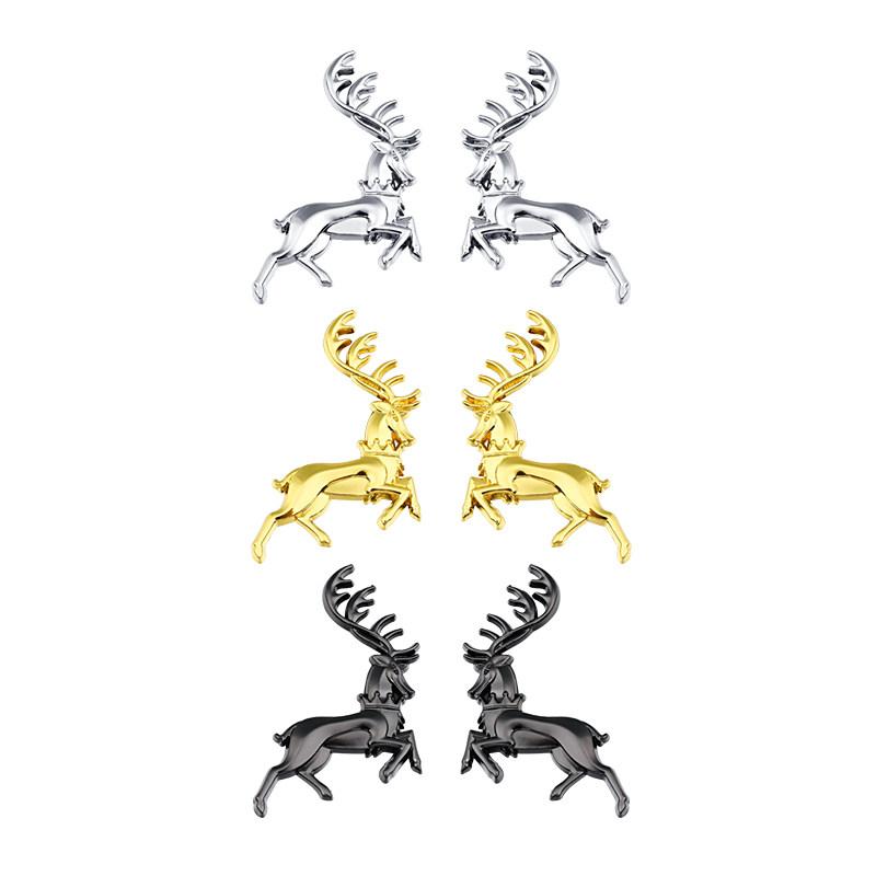 3D Elk Metal Car Sticker Creative Personalized Modified Car Body Side Emblem Decoration Sticker