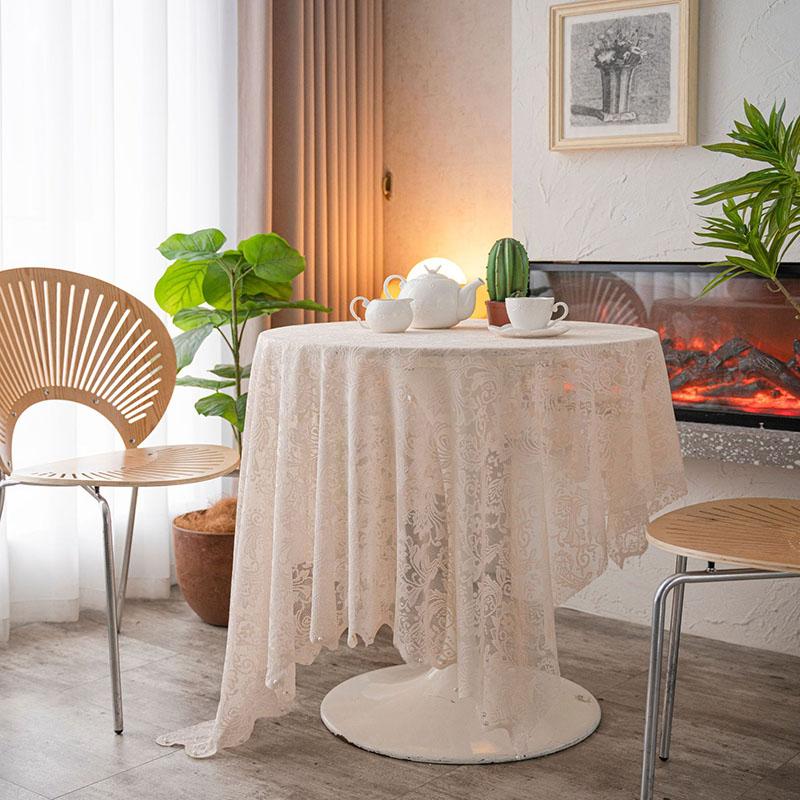

French Beaded Lace Embroidered Tablecloth Solid Multipurpose Decorative Table Cover for Home 2Pcs Light Easy-Care Home Textile 140x180cm 2pcs