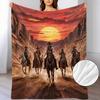 Western Cowboy Pattern Flannel Small Throw Blanket, a Soft and Warm Blanket Suitable for Sofas, Home Leisure, Air-conditioned Rooms, Naps, Office Beds