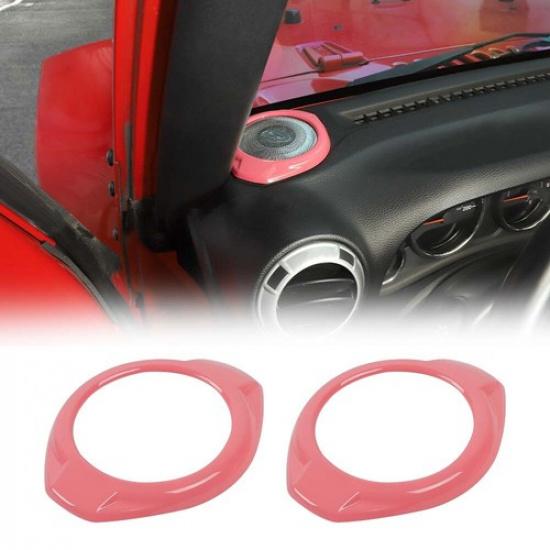 For Jeep Wrangler JK JKU 15-17 A Pillar Speaker Audio Ring Cover Trim Frame Pink