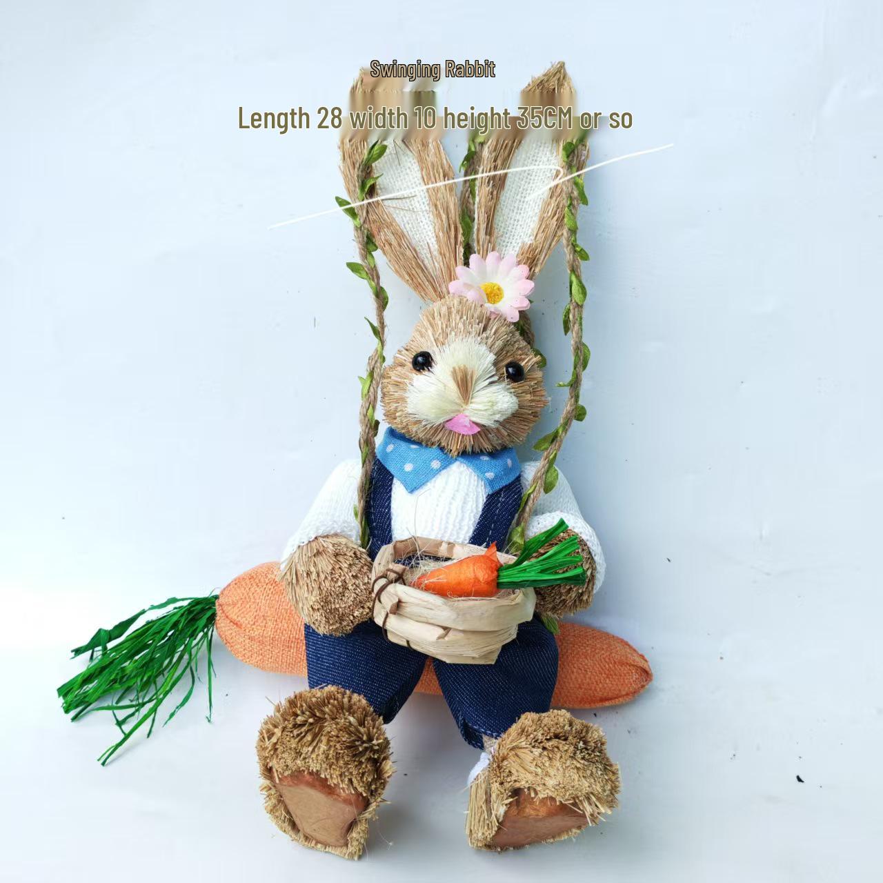 Handmade Handwoven Cattail Grass Rabbit Ornament - Cute Creative Souvenir Pendant.