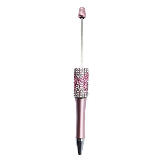 Decorative Beaded Pen Diamond Beadable Pens, Bling Rhinestone DIY Plastic Bead Pen, Crystal Cute Shaft Black Ink Ballpoint Pens for Decorations Office