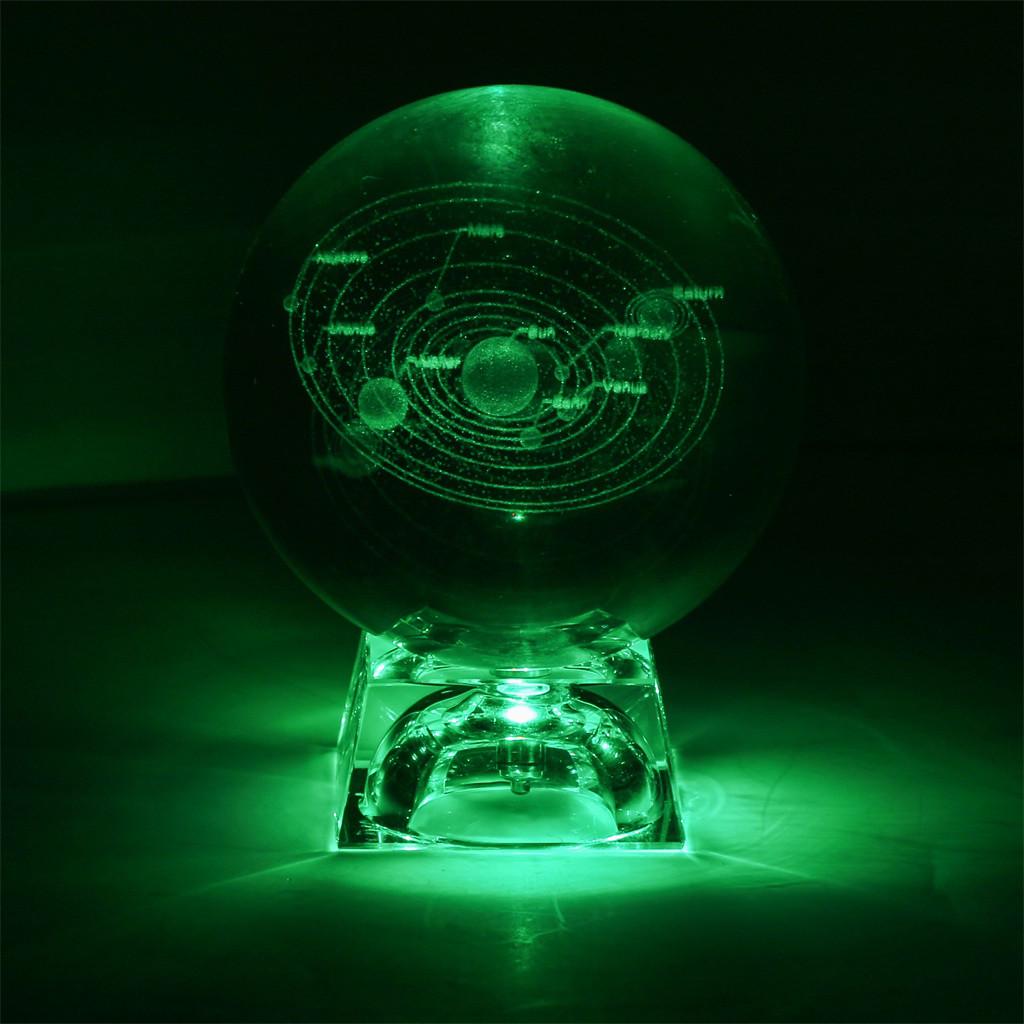 3D Solar System crystal ball Engraved Solar System Miniature Planets Model
