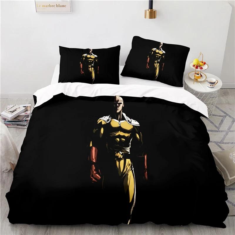 Japan Anime ONE PUNCH-MAN 3D Pattern Duvet Cover Set with Pillowcase 2/3pcs Cartoon Bedding Sets Bed Linen Queen King Bedclothes