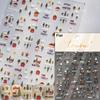 Snowman Tree House Cedar White Pine Forest Warm Winter Cloud Self Adhesive Nail Art Stickers Snowflake Star Snow Manicure Decals