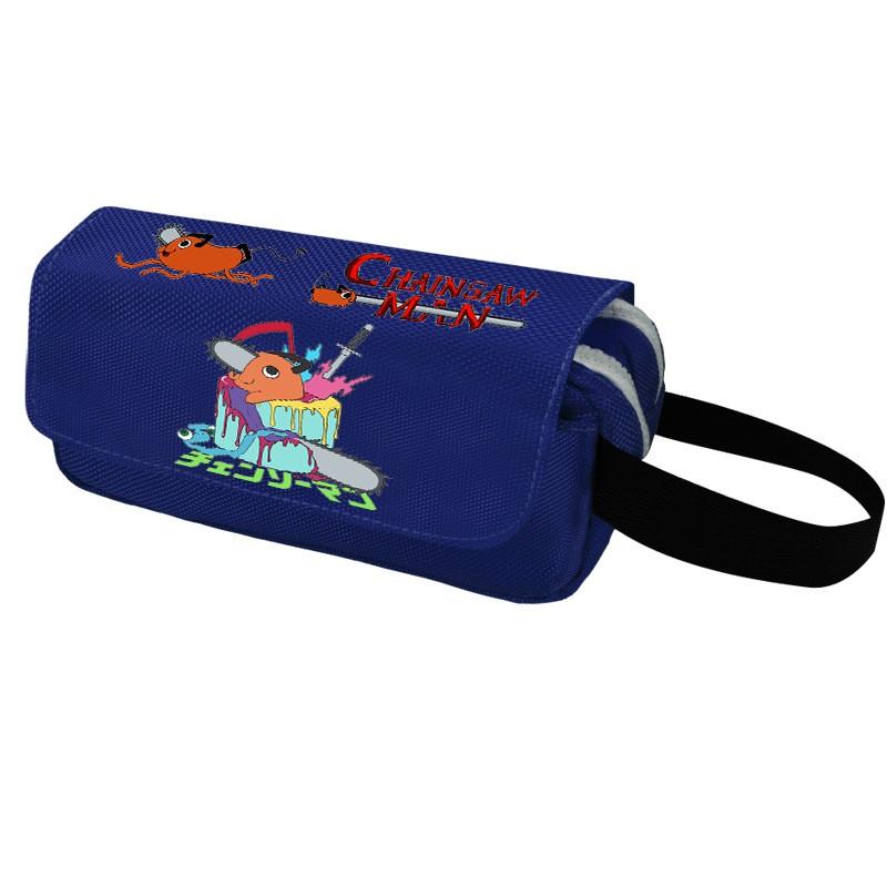 Chainsaw Man Pencil Case Cartoon Anime Stationery Organizer Double Zipper Large Capacity Students