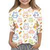 Kinder Tierdruck Rundhals Dreiviertelarm Lässiges T-Shirt Weiche Bequeme Passform Leichtes Gewebe Geeignet für den Alltag