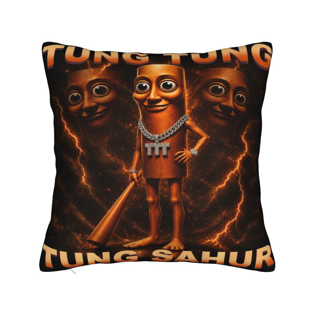 Tung Tung Tung Sahur is Calling Funny Italian Brainrot Pillowcases Vintage Pillow Case For Wedding Party Home Decor Pillow Cover