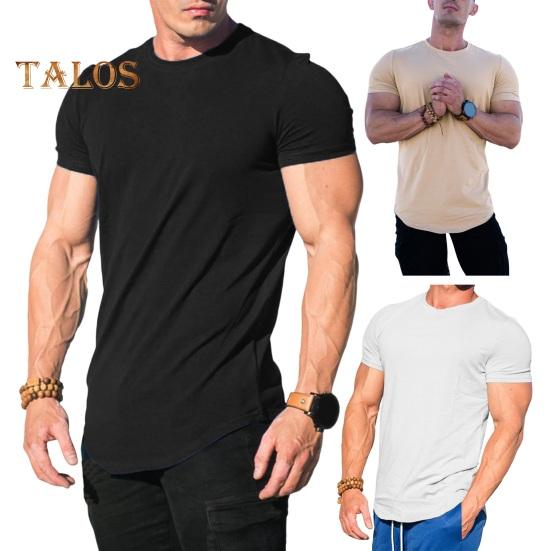 Men Sport Top Round Neck Thin Sweat Absorption Quick-drying Short Sleeve Solid Color Basketball Training Fitness Workout T-shirt