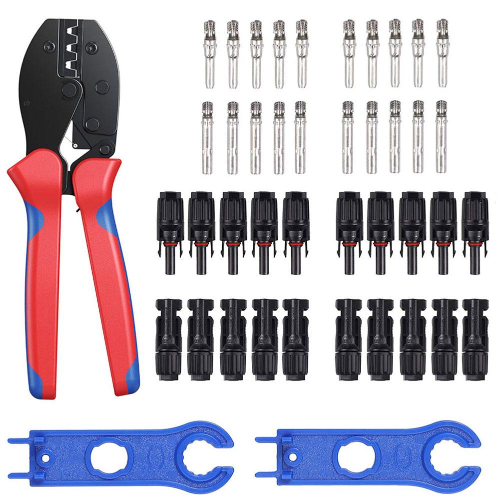 1 Set Crimping Pliers Set Solar Panel PV Cable Stripper Wiring Connector Crimping Tool Solar Spanner Wrench 10Pair connector