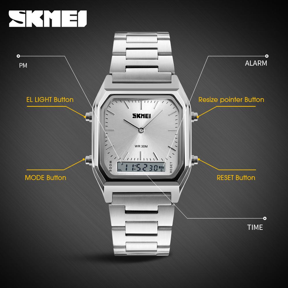 Skmei Women Digital Watch Waterproof Stainless Steel Simple Elegant Wrist Watch For Women Men Man 1220