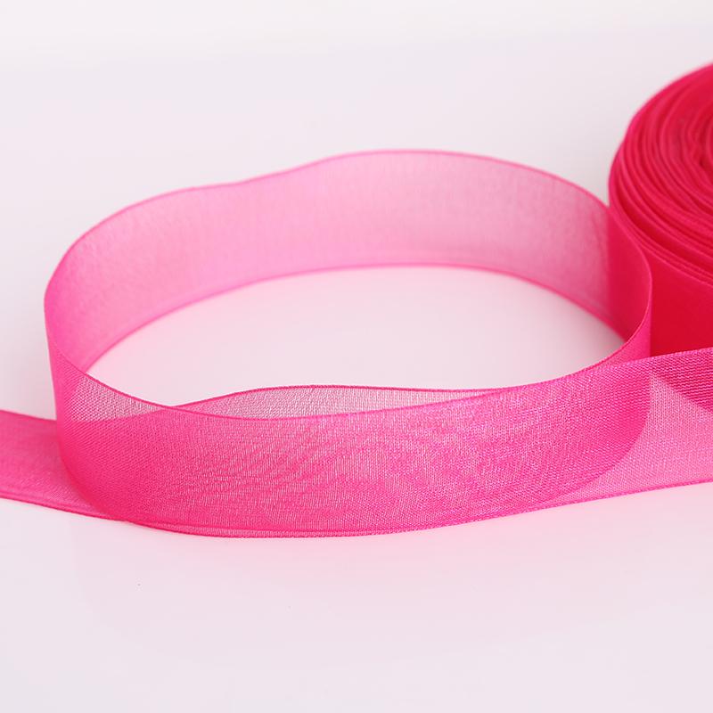 

46 метров шелковая атласная лента для украшения свадебной вечеринки из органзы DIY Пояс для упаковки подарков фуксия