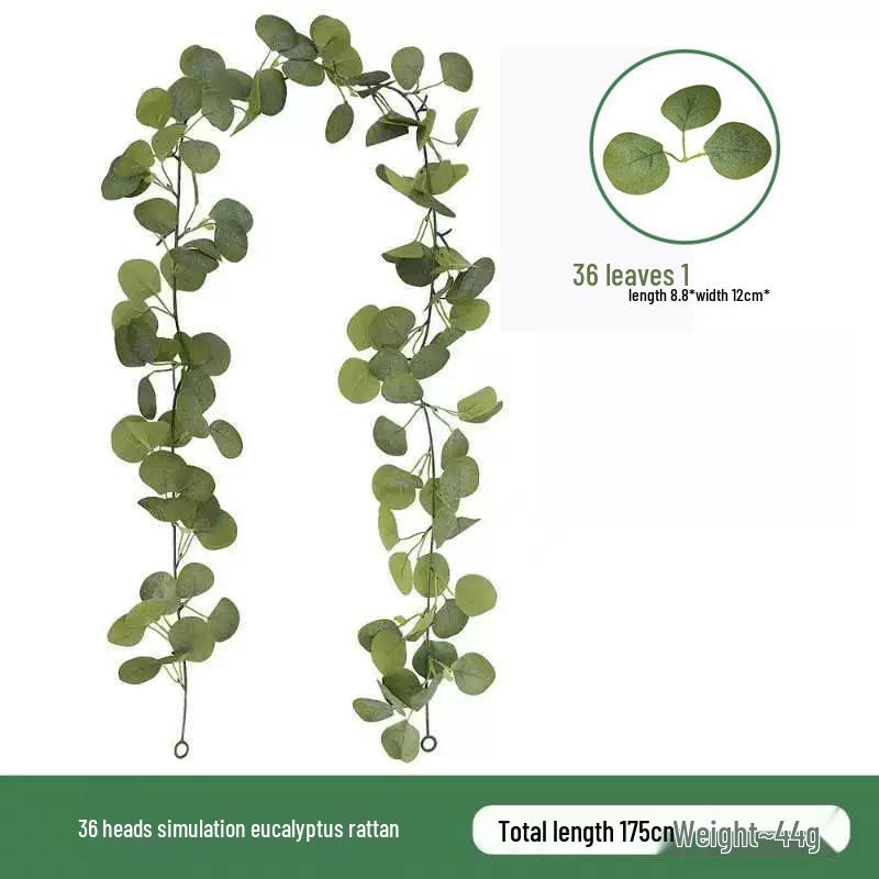 Eucalyptus Rattan Vine with Artificial Leaves and Flowers for Ceiling Hanging