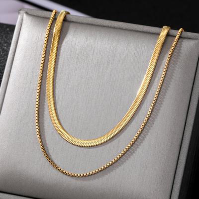 Simple 2-Piece Girls' Luxury Necklace Fashion Elegant Double Layer Necklace Combination Exquisite Gift Gold Nightclub Versatile Sweater Chain