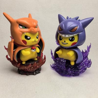 Set de Figurines Pokemon 12cm Pikachu Gengar Dracaufeu, Mignon Modèle Anime Statue Collection pour Affichage Cadeau Fans