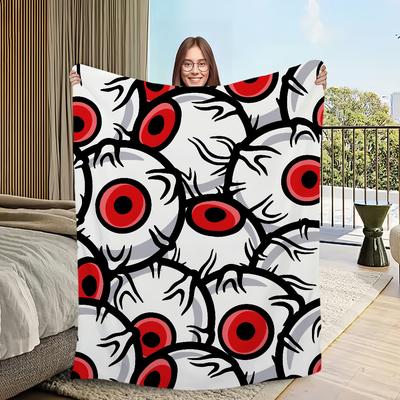 Horror Eyeball Art Fashion Funny Halloween Flannel Warm Soft Plush Blanket for Sofa Living Room Hogar Bedroom Travel Gift Home