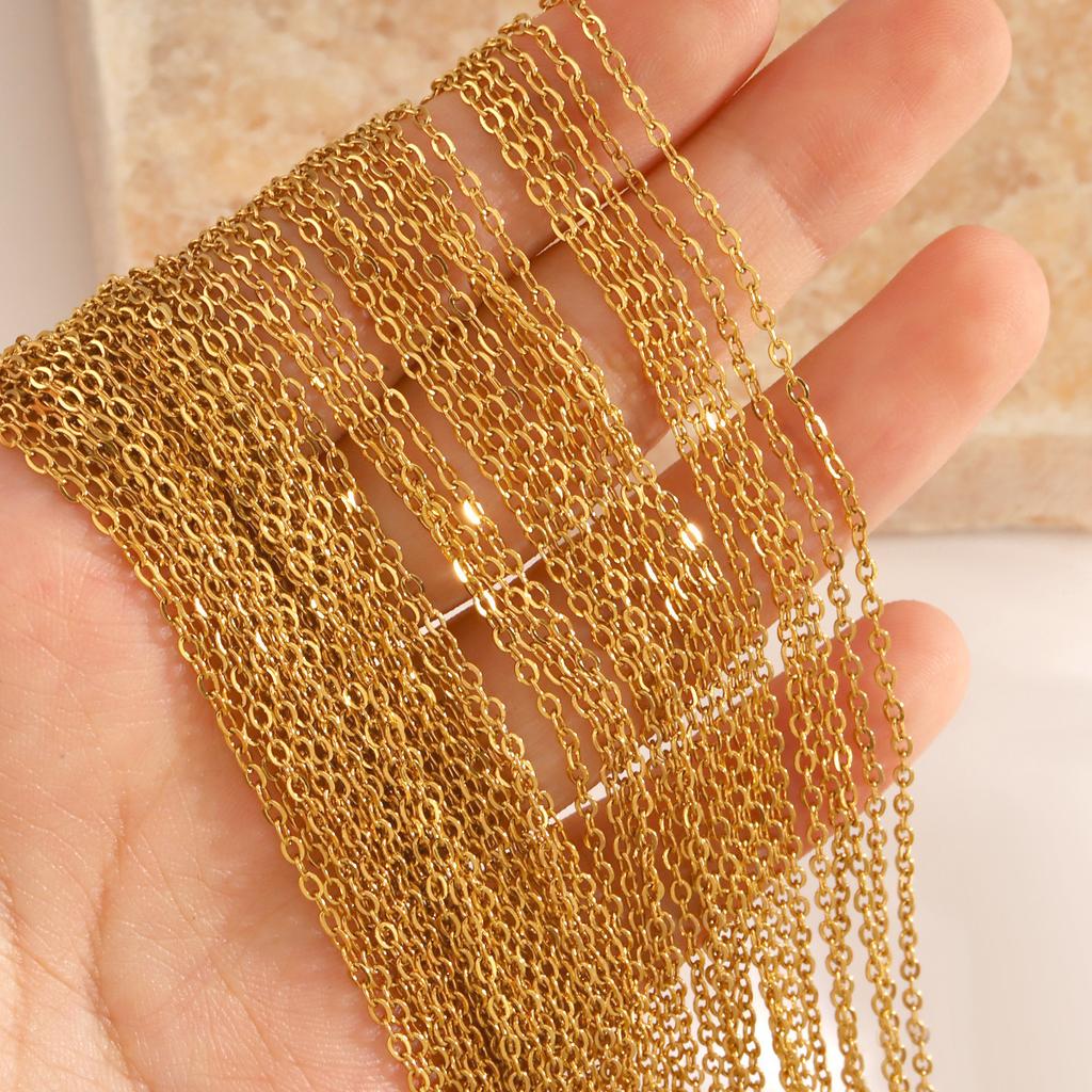LUXUKISSKIDS Stainless Steel Chains Necklace Woman 10pcs/lot Bulk DIY Rolo 2mm Chain No Fade Choker For Jewelry Making