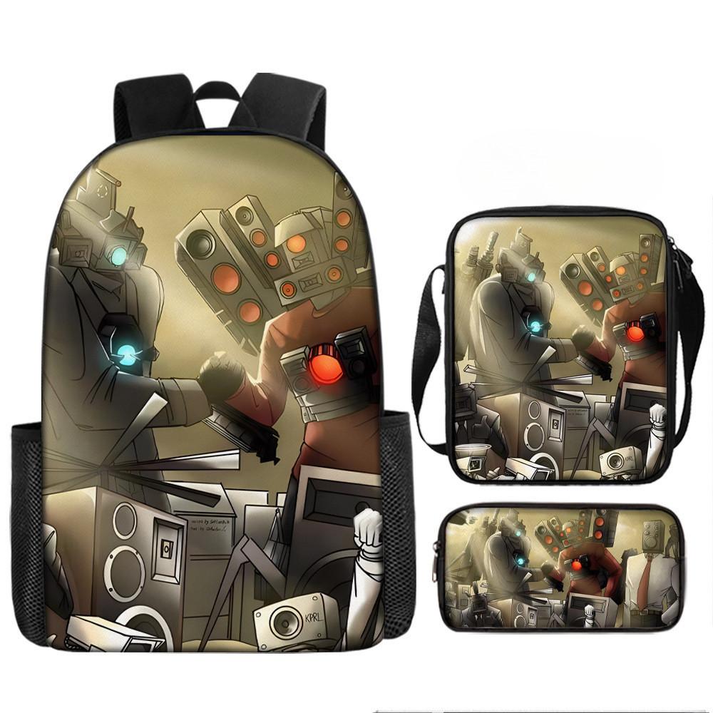 Skibidi Cartoon Toilet Printed Backpack Child Schoolbag Shoulder Bag Pencil Bag