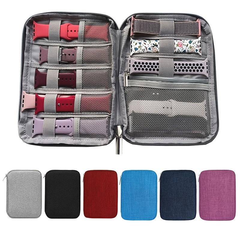 A Watch Strap Storage Bag That Comes with 8 Elastic Rings to Hold 8 Straps, Along with a Zippered Pocket for Storing Watch Cases
