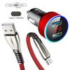 Caricabatterie per Auto a 2 Porte con Display LCD Ricarica Rapida per Samsung S20 Huawei 9a iPhone 11 8 Plus Adattatore Caricabatterie Doppio USB in Alluminio per Auto