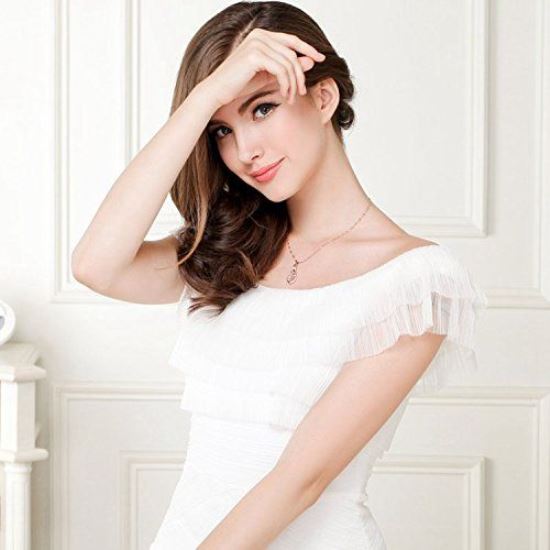 Shining Diva Fashion Collar con colgante elegante de cristal de oro rosa para mujer