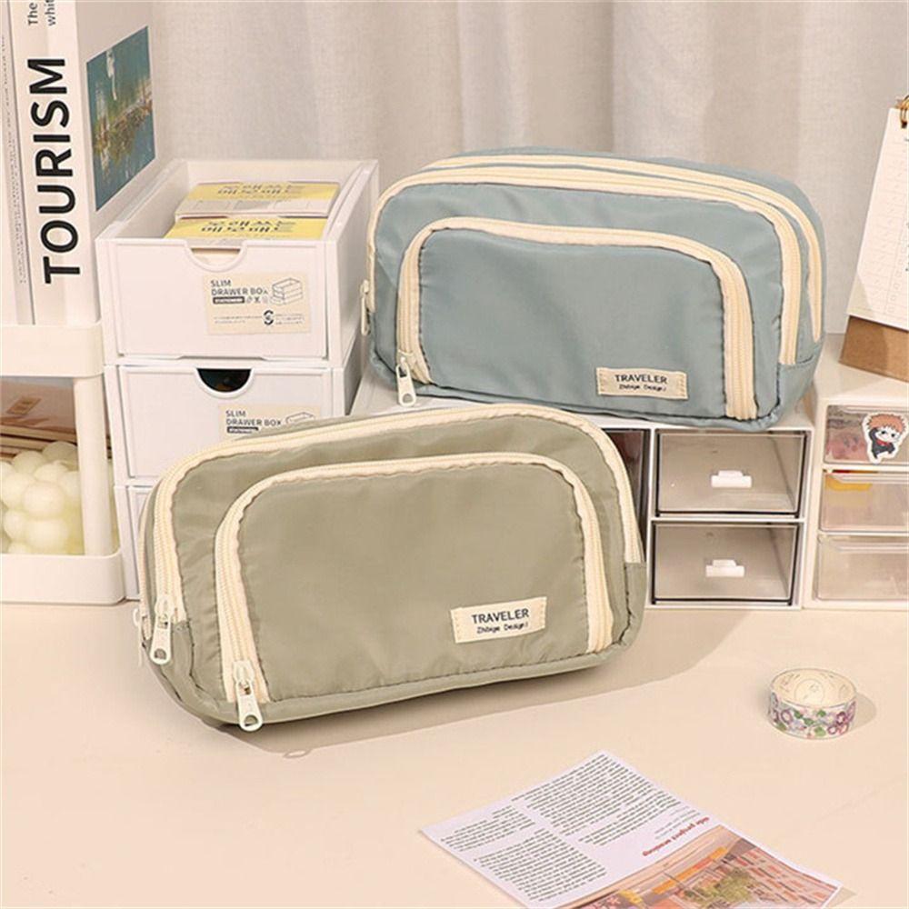Simple Pencil Bag Aesthetic Stationery Holder Bag Korean Large Capacity Pen Case  Children Gifts