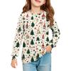 Christmas Day Girls' Long Sleeve Blouse - Round Neck Soft Waist Tunic