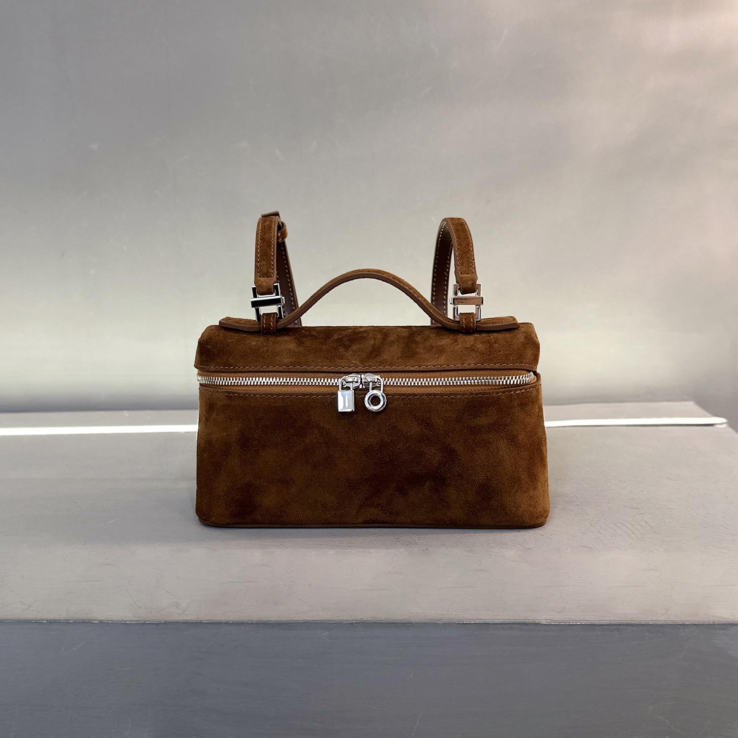 

Сумка из натуральной кожи LP19 - Gigi Style: Матовая замша, ланч-бокс, косметичка, ручная, наплечная, сумка-мессенджер темно-коричневого