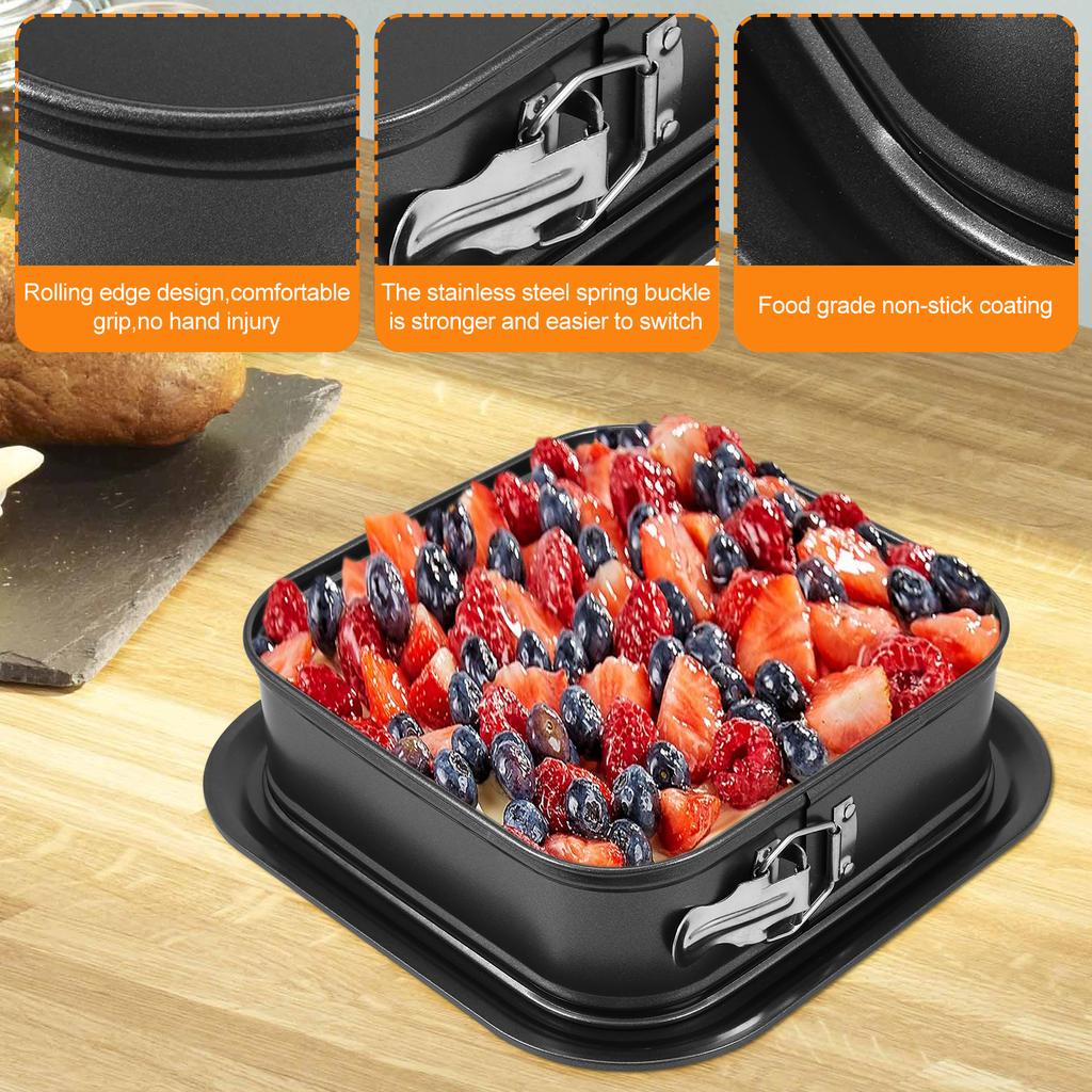 Metal Spring Pot Non Stick Cake Baking Tray Square/Rectangular Leak Proof Cake Making Pot with Detachable Base Cake Baking Tray