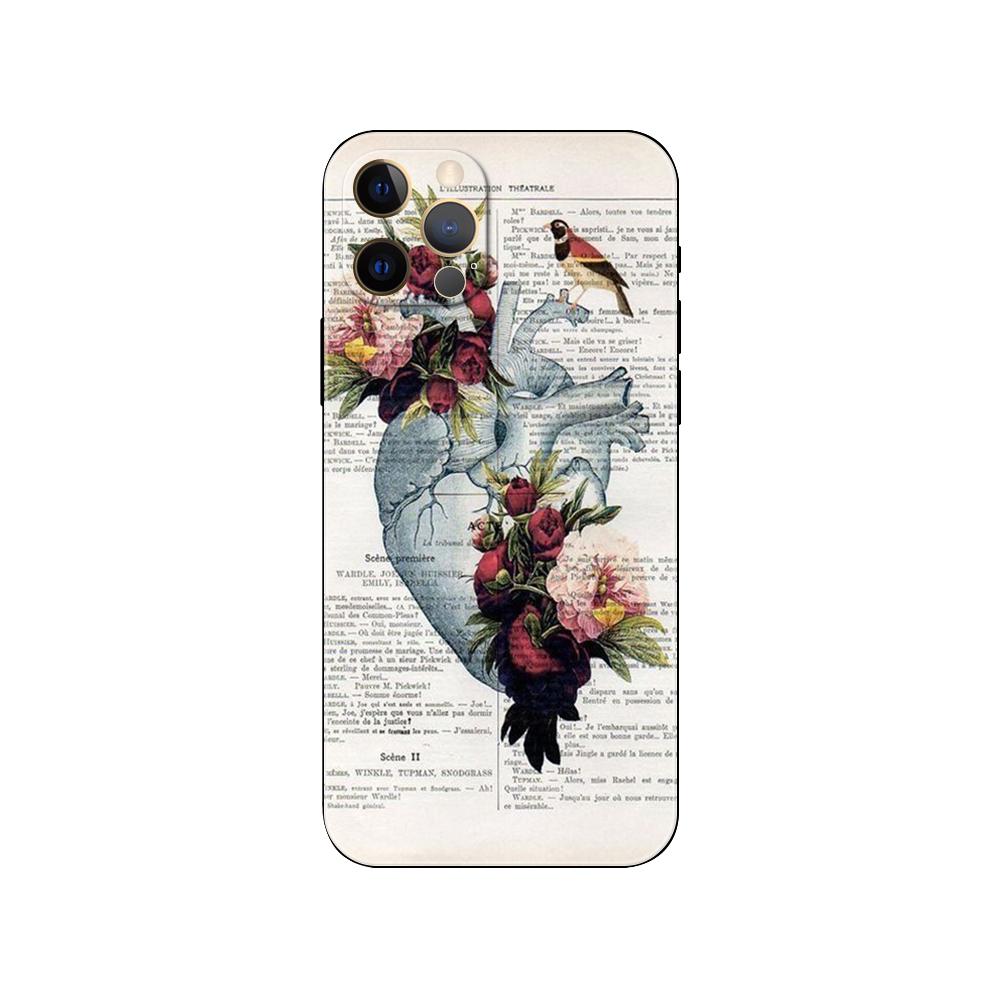 Heart Of Nature Human Anatomy Doctor Phone Case for Iphone 2020se 6 6s 7 8 Plus X 10 XR XS 11 12 13 Mini Pro MAX Black Tpu Back