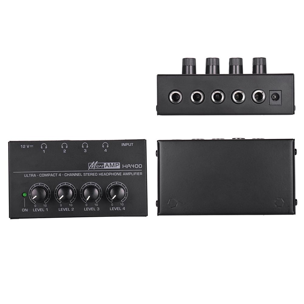 HA400 Ultrakompakter 4-Kanal Mini Audio Stereo Kopfhörerverstärker mit Netzteil