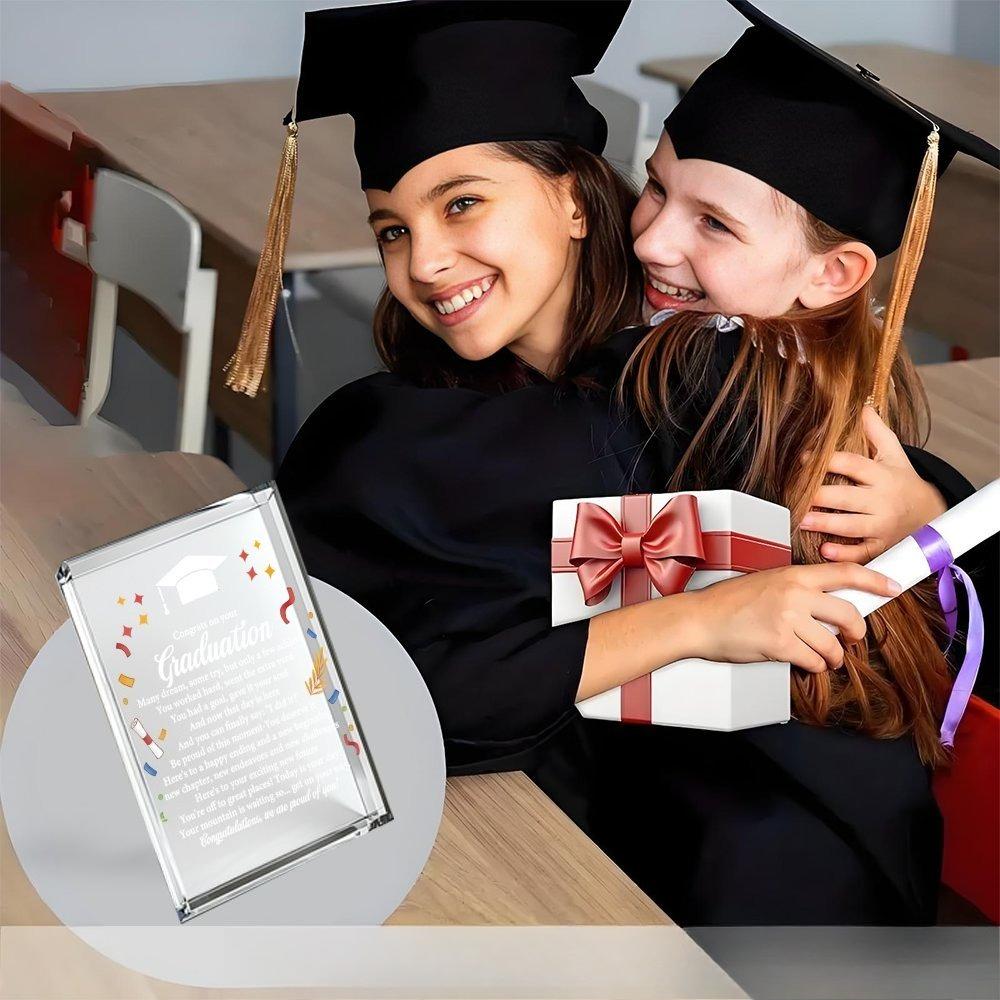 Graduation Motivational Acrylic Plaque - Inspirational Gift for Grads with "Congrats Graduation" Message, Perfect for School Opening or Commencement