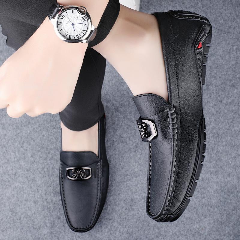 Men's Shoes 2025 Summer New Men's Waterproof Simple One-pedal Casual Leather Shoes Soft-soled Lazy Driving Doudou Shoes